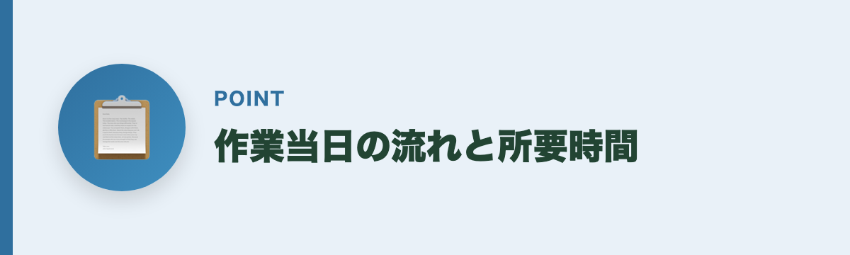 作業当日の流れと所要時間
