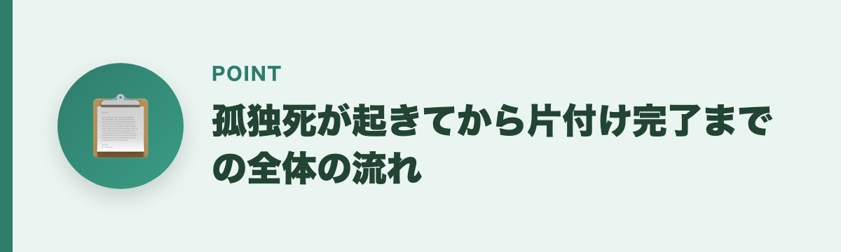 孤独死が起きてから片付け完了までの全体の流れ