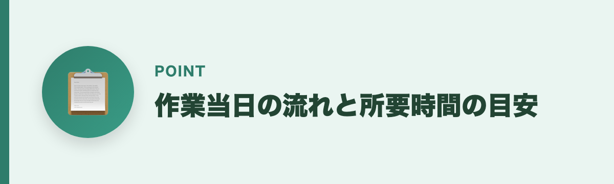作業当日の流れと所要時間の目安