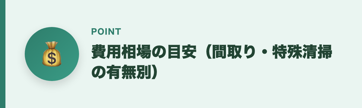 費用相場の目安（間取り・特殊清掃の有無別）