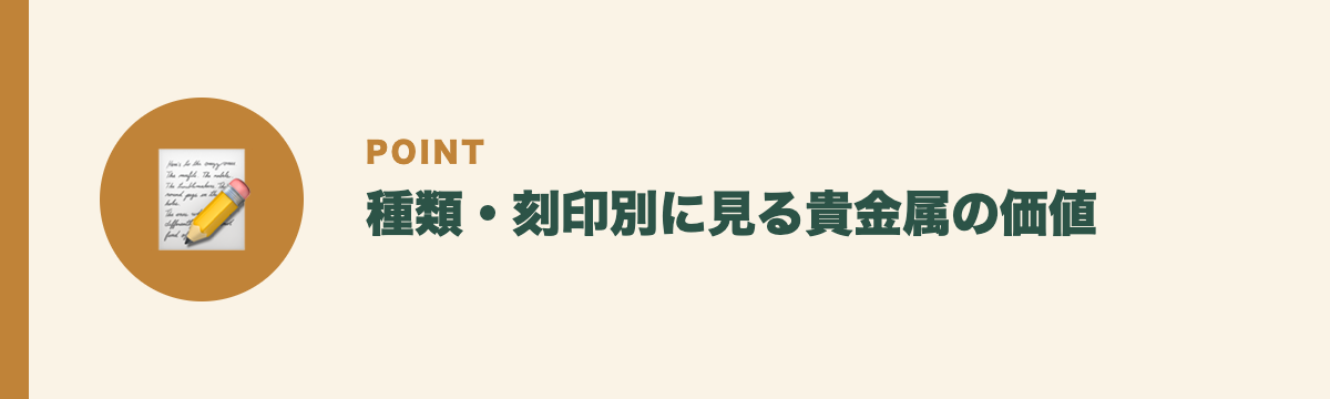 種類・刻印別に見る貴金属の価値