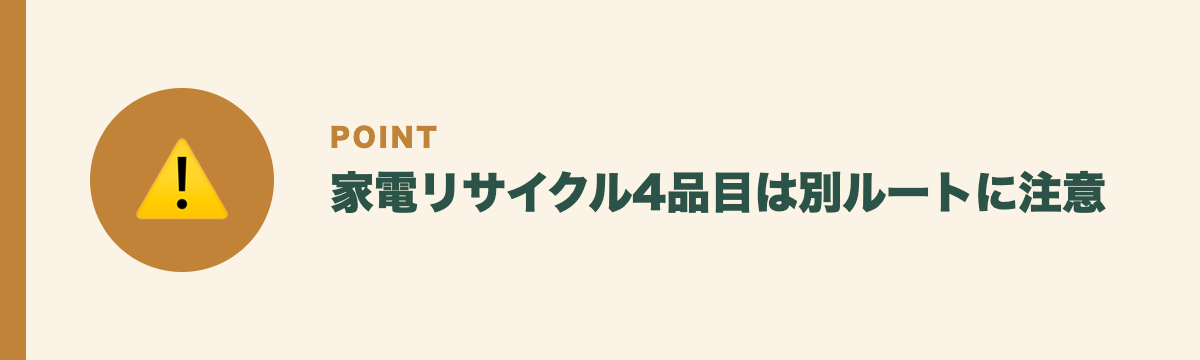 家電リサイクル4品目は別ルートに注意