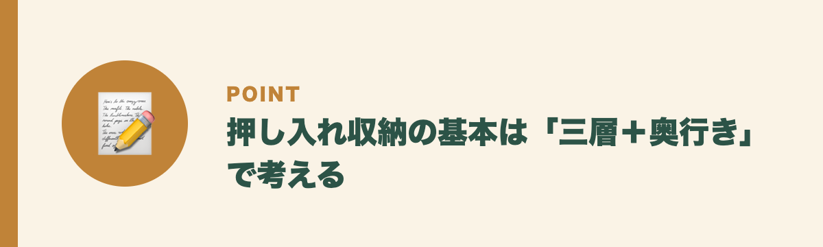 押し入れ収納の基本は「三層+奥行き」で考える