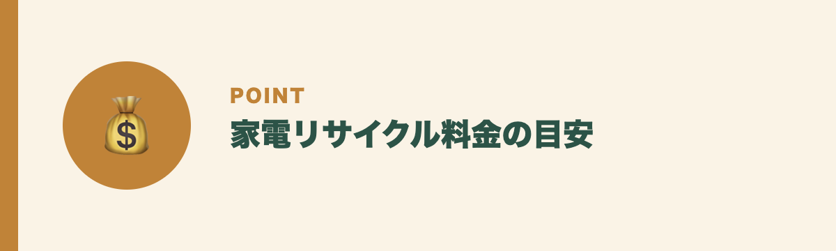 家電リサイクル料金の目安
