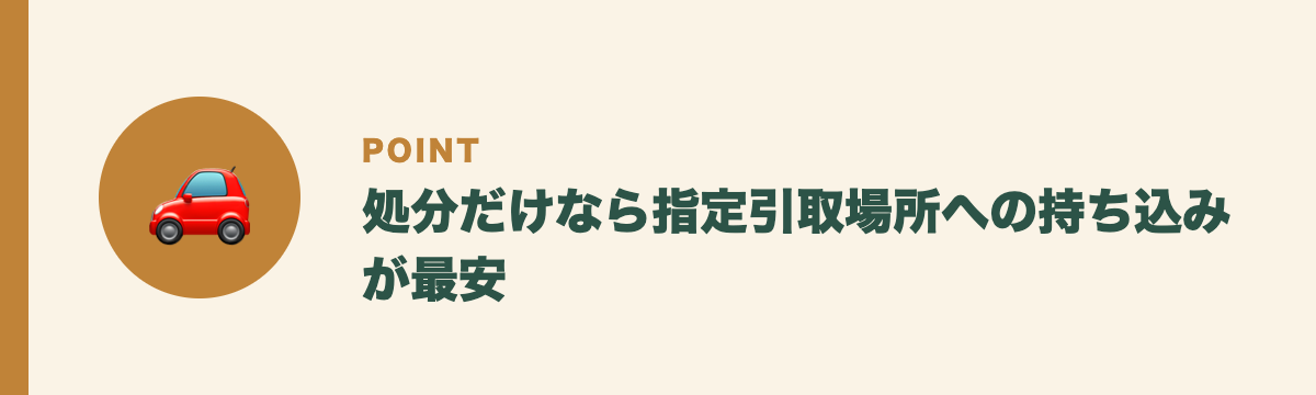 処分だけなら指定引取場所への持ち込みが最安